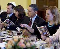 President Obama attending the White House seder one day after an administration official accused Dennis Ross of dual loyalty with a slight preference for the other country to which he is supposedly loyal, Israel 