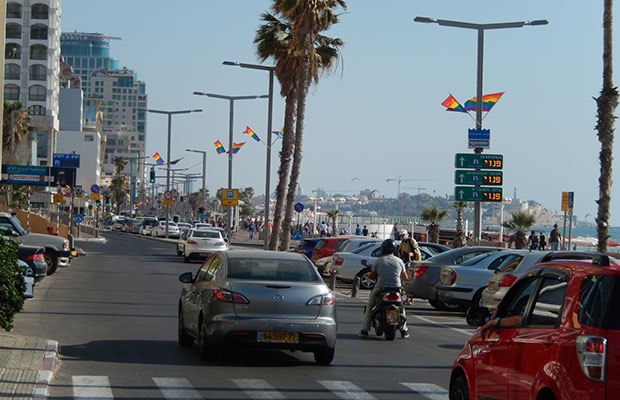 Pride Flags along Frishman Beach in Tel Aviv