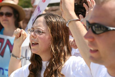 Inbal at the protest